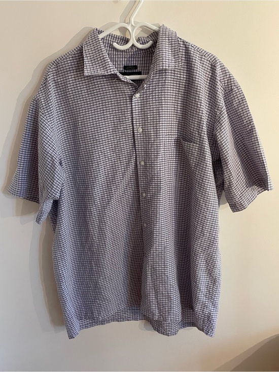 Pronto Uomo Other - Pronto Uomo Short-Sleeve Check Button-Down Shirt - Light Blue-Purple & White